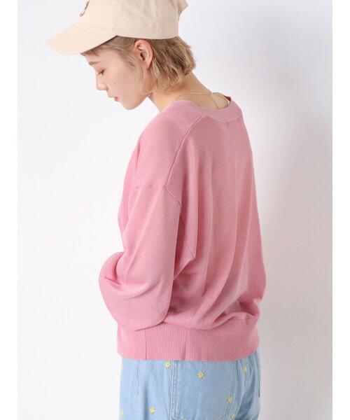 ehka sopo（エヘカソポ）の「ラメシアーVネックカーディガン（カーディガン/ボレロ・レディース・グレー/ピンク/サックスブルー/グリーン/キナリ・F）」の20枚目の写真