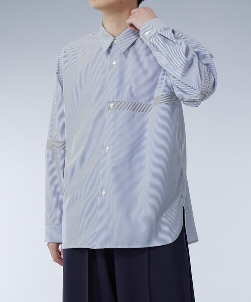 UNITED TOKYO(ユナイテッドトウキョウ)の「バイアスカットストライプシャツ(シャツ/ブラウス・メンズ・ブルー/グレー・1/2)」の2枚目の写真
