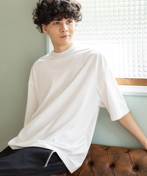 niko and...（ニコアンド）の「ネック切り替えスムースＴシャツ（Tシャツ/カットソー・メンズ・チャコール/オフホワイト/ライトグリーン/サンドグレー/ラベンダー・MEDIUM/LARGE）」の18枚目の写真