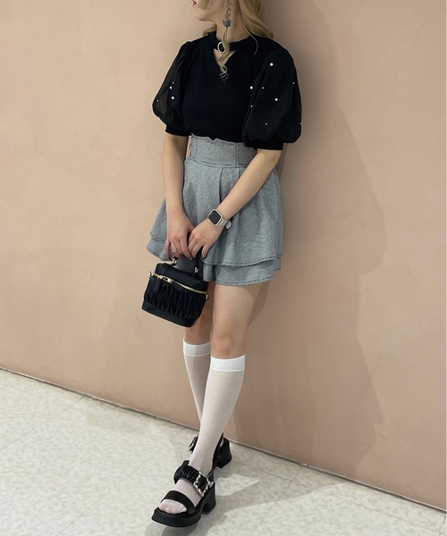 TORTE(トルテ)の「デコルテ開きパールスリーブTOPS(Tシャツ/カットソー・レディース・ブルー/ブラック/ホワイト/ピンク・FREE)」の17枚目の写真