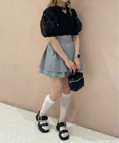 TORTE(トルテ)の「デコルテ開きパールスリーブTOPS(Tシャツ/カットソー・レディース・ブルー/ブラック/ホワイト/ピンク・FREE)」の18枚目の写真