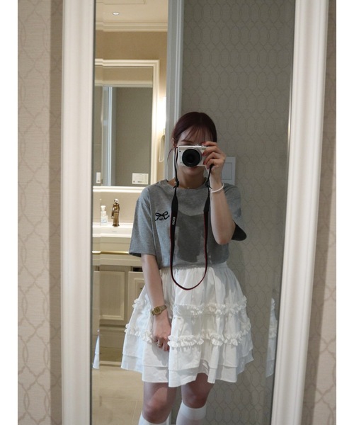 JUMELLE(ジュメロ)の「shishu logo T(Tシャツ/カットソー・レディース・ホワイト/グレー・FREE)」の3枚目の写真