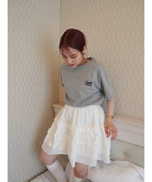 JUMELLE(ジュメロ)の「shishu logo T(Tシャツ/カットソー・レディース・ホワイト/グレー・FREE)」の4枚目の写真
