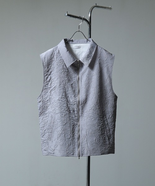 NILWAY（ニルウェイ）の「ワッシャーデザインダブルジップノースリーブシャツベスト（ベスト・メンズ・ブラック/グレー・MEDIUM/LARGE）」の2枚目の写真