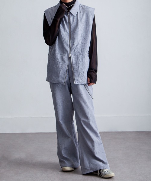 NILWAY（ニルウェイ）の「ワッシャーデザインダブルジップノースリーブシャツベスト（ベスト・メンズ・ブラック/グレー・MEDIUM/LARGE）」の12枚目の写真