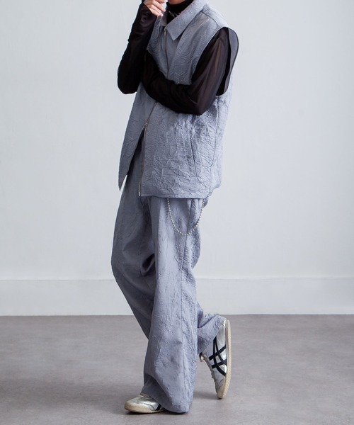 NILWAY（ニルウェイ）の「ワッシャーデザインダブルジップノースリーブシャツベスト（ベスト・メンズ・ブラック/グレー・MEDIUM/LARGE）」の13枚目の写真