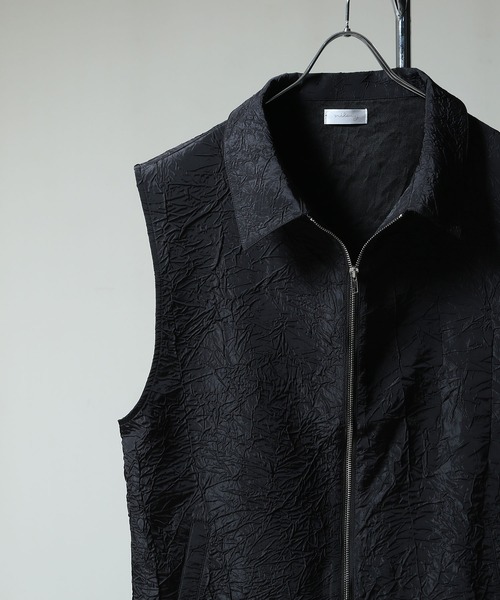 NILWAY（ニルウェイ）の「ワッシャーデザインダブルジップノースリーブシャツベスト（ベスト・メンズ・ブラック/グレー・MEDIUM/LARGE）」の14枚目の写真