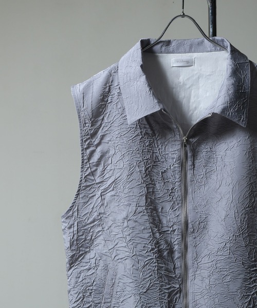 NILWAY（ニルウェイ）の「ワッシャーデザインダブルジップノースリーブシャツベスト（ベスト・メンズ・ブラック/グレー・MEDIUM/LARGE）」の15枚目の写真