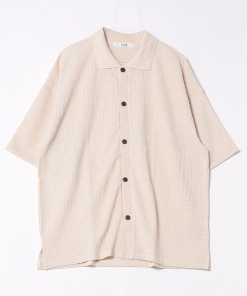 j.n.r.d(ジェー・エヌ・アール・ディー)の「j.n.r.d/シャーリング襟リブハーフスリーブシャツ(シャツ/ブラウス・メンズ・チャコールグレー/マスタード/キナリ・M/LL/L)」の2枚目の写真