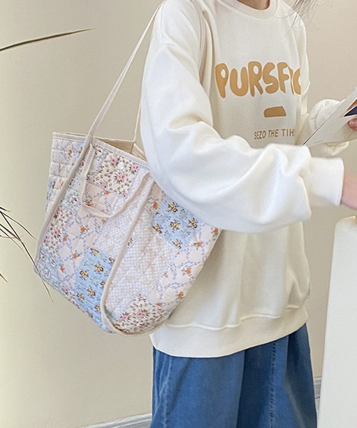 田舎風の小花柄大容量トートバッグ（トートバッグ）｜aimoha