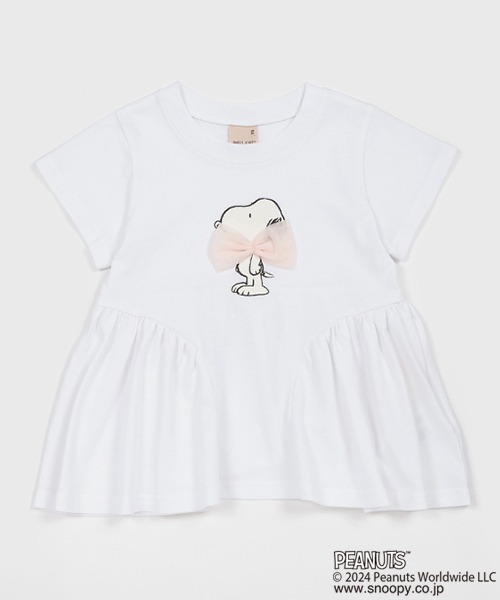 petit main(プティマイン)の「【Re:Yarn】スヌーピーチュニック(チュニック・キッズ・オフホワイト/ライトピンク・80cm/90cm/110cm/100cm/120cm/130cm)」の1枚目の写真
