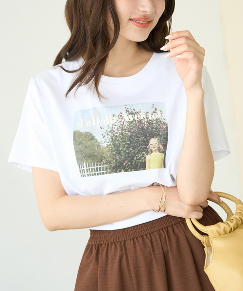 ROPE' PICNIC（ロペピクニック）の「RENU/ロゴ&フォトTシャツ（Tシャツ/カットソー・レディース・ホワイト系その他/ホワイト/ブラック/ブルー系その他4・40/38）」の3枚目の写真