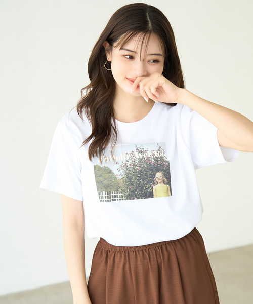 ROPE' PICNIC（ロペピクニック）の「RENU/ロゴ&フォトTシャツ（Tシャツ/カットソー・レディース・ホワイト系その他/ホワイト/ブラック/ブルー系その他4・40/38）」の14枚目の写真