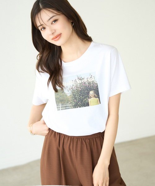ROPE' PICNIC（ロペピクニック）の「RENU/ロゴ&フォトTシャツ（Tシャツ/カットソー・レディース・ホワイト系その他/ホワイト/ブラック/ブルー系その他4・40/38）」の15枚目の写真
