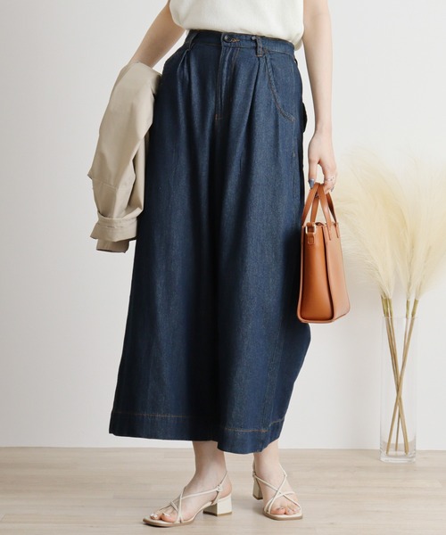 atONE(アットワン)の「atONE 6.5ozライトオンスデニムワイドパンツ(デニムパンツ・レディース・ワンウォッシュ/ネイビー・4L/LL/3L/L/M)」の2枚目の写真
