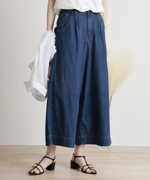 atONE(アットワン)の「atONE 6.5ozライトオンスデニムワイドパンツ(デニムパンツ・レディース・ワンウォッシュ/ネイビー・4L/LL/3L/L/M)」の8枚目の写真