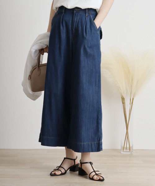 atONE(アットワン)の「atONE 6.5ozライトオンスデニムワイドパンツ(デニムパンツ・レディース・ワンウォッシュ/ネイビー・4L/LL/3L/L/M)」の9枚目の写真