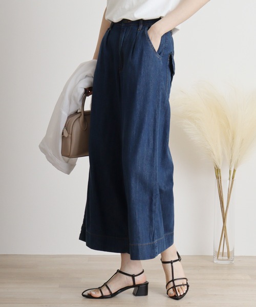 atONE(アットワン)の「atONE 6.5ozライトオンスデニムワイドパンツ(デニムパンツ・レディース・ワンウォッシュ/ネイビー・4L/LL/3L/L/M)」の10枚目の写真