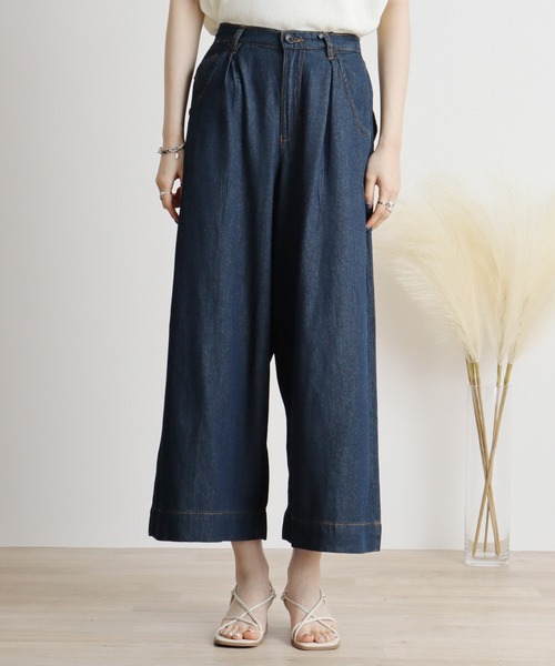 atONE(アットワン)の「atONE 6.5ozライトオンスデニムワイドパンツ(デニムパンツ・レディース・ワンウォッシュ/ネイビー・4L/LL/3L/L/M)」の13枚目の写真