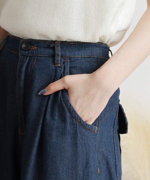 atONE(アットワン)の「atONE 6.5ozライトオンスデニムワイドパンツ(デニムパンツ・レディース・ワンウォッシュ/ネイビー・4L/LL/3L/L/M)」の17枚目の写真