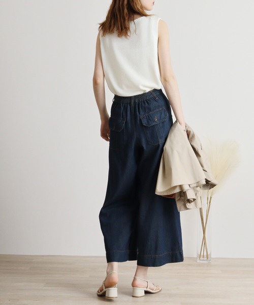 atONE(アットワン)の「atONE 6.5ozライトオンスデニムワイドパンツ(デニムパンツ・レディース・ワンウォッシュ/ネイビー・4L/LL/3L/L/M)」の6枚目の写真