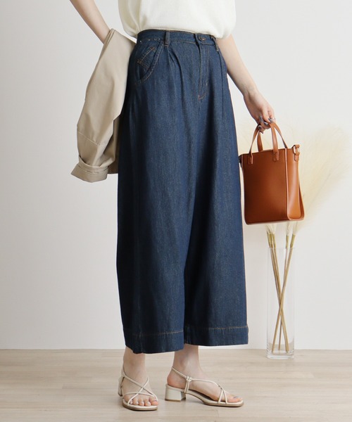 atONE(アットワン)の「atONE 6.5ozライトオンスデニムワイドパンツ(デニムパンツ・レディース・ワンウォッシュ/ネイビー・4L/LL/3L/L/M)」の5枚目の写真