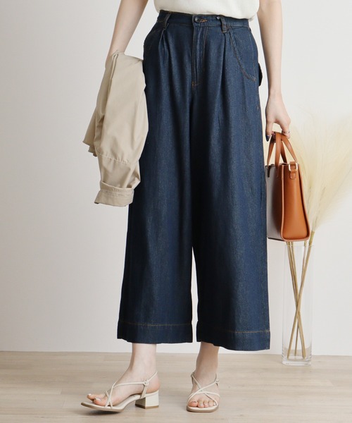 atONE(アットワン)の「atONE 6.5ozライトオンスデニムワイドパンツ(デニムパンツ・レディース・ワンウォッシュ/ネイビー・4L/LL/3L/L/M)」の4枚目の写真