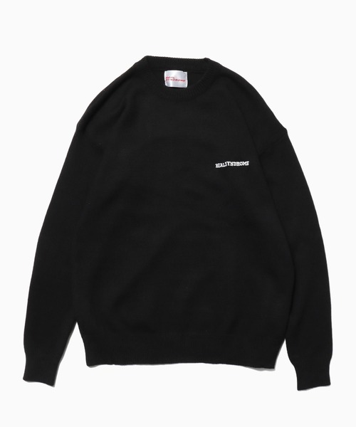 ROOPTOKYO(ループトウキョウ)の「College Logo Crewneck Knit クルーネックニットプルオーバー カレッジロゴ(ニット/セーター・メンズ・ブラック/グレー・M/L/XL)」の1枚目の写真