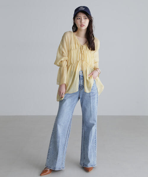 FREE'S MART(フリーズマート)の「◇シャーリングドロストチュニックブラウス(シャツ/ブラウス・レディース・ブラック/ホワイト/ブラウン/イエロー・FREE)」の17枚目の写真