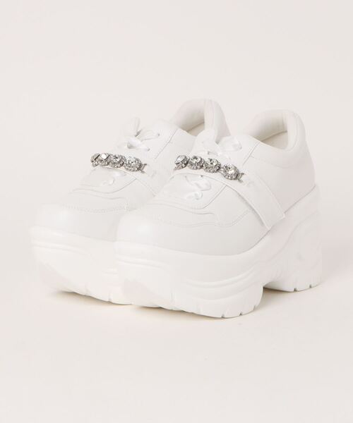 Parade(パレード)の「厚底ビジューダッドスニーカー 7305【Parade】(スニーカー・レディース・ホワイト/ブラック・S/LL/L/M)」の2枚目の写真