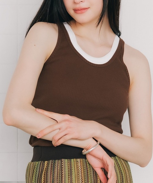 CURRENTAGE/カレンテージ Organic Cotton Rib Tank Top リブ