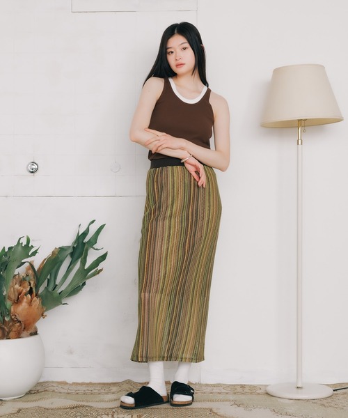 CURRENTAGE/カレンテージ Organic Cotton Rib Tank Top リブ