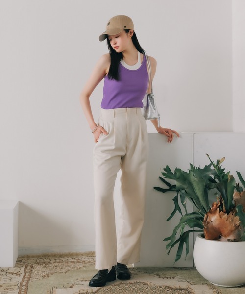 CURRENTAGE/カレンテージ Organic Cotton Rib Tank Top リブ