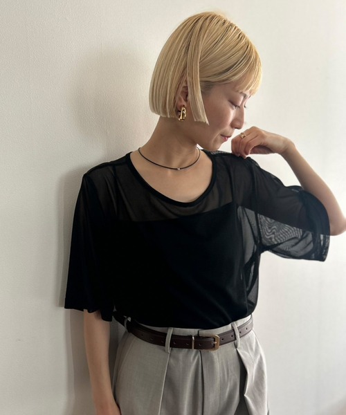 セール】シアートップス 半端袖 ビッグシルエット（Tシャツ/カットソー