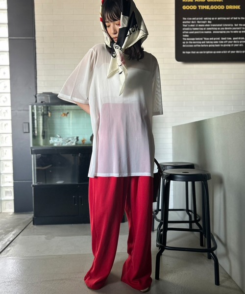 Kotoe（コトエ）の「シアートップス 半端袖 ビッグシルエット（Tシャツ/カットソー・レディース・ホワイト/ブラック・M/L）」の11枚目の写真