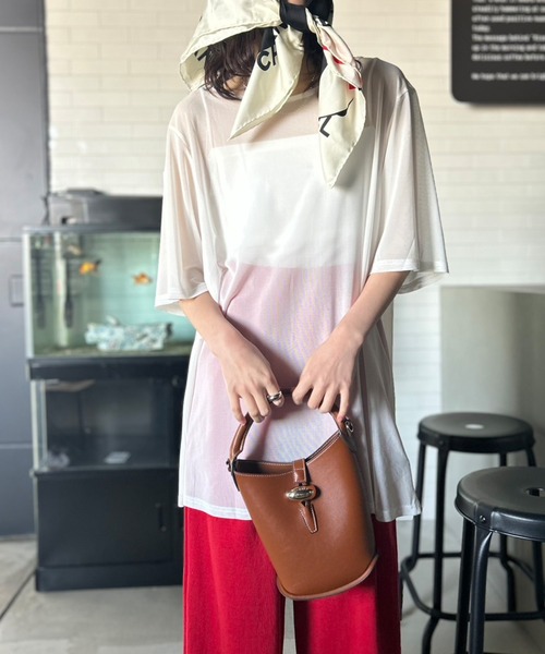 Kotoe（コトエ）の「シアートップス 半端袖 ビッグシルエット（Tシャツ/カットソー・レディース・ホワイト/ブラック・M/L）」の7枚目の写真