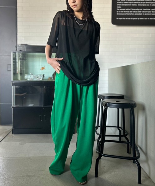 Kotoe（コトエ）の「シアートップス 半端袖 ビッグシルエット（Tシャツ/カットソー・レディース・ホワイト/ブラック・M/L）」の19枚目の写真