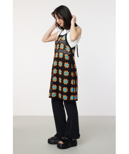 RODEO CROWNS WIDE BOWL(ロデオクラウンズワイドボウル)の「FLOWERクロシェキャミミニワンピース(ワンピース・レディース・ホワイト系その他/ブラック系その他・FREE)」の9枚目の写真