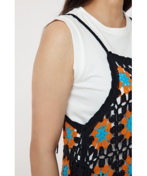 RODEO CROWNS WIDE BOWL(ロデオクラウンズワイドボウル)の「FLOWERクロシェキャミミニワンピース(ワンピース・レディース・ホワイト系その他/ブラック系その他・FREE)」の15枚目の写真