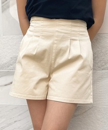 《タック×美脚シルエット》レディース ハイウエスト ショートパンツ 脚長効果 春夏秋