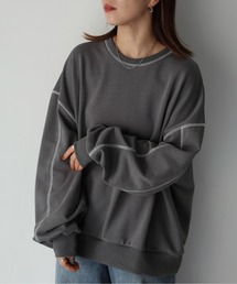 Riberry | 配色ステッチオーバーサイズスウェット(スウェット)