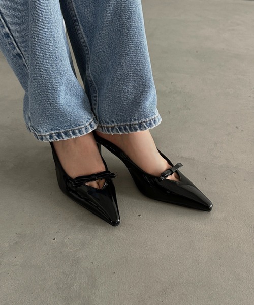 MYMOOD.（マイムード）の「リボンエナメルミュールパンプス（パンプス