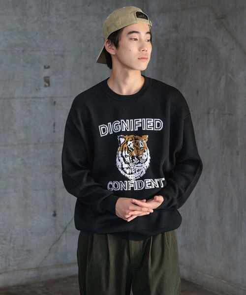 niko and...(ニコアンド)の「アニマルダブルジャカードニットプルオーバー(ニット/セーター・メンズ・ブラック/ボルドー/グリーン/アイボリー・MEDIUM/LARGE)」の8枚目の写真