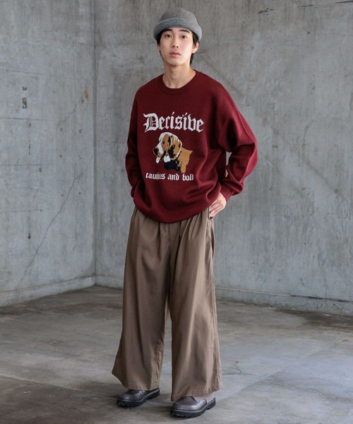 niko and...(ニコアンド)の「アニマルダブルジャカードニットプルオーバー(ニット/セーター・メンズ・ブラック/ボルドー/グリーン/アイボリー・MEDIUM/LARGE)」の11枚目の写真