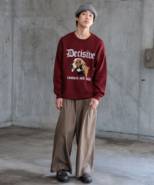 niko and...(ニコアンド)の「アニマルダブルジャカードニットプルオーバー(ニット/セーター・メンズ・ブラック/ボルドー/グリーン/アイボリー・MEDIUM/LARGE)」の12枚目の写真