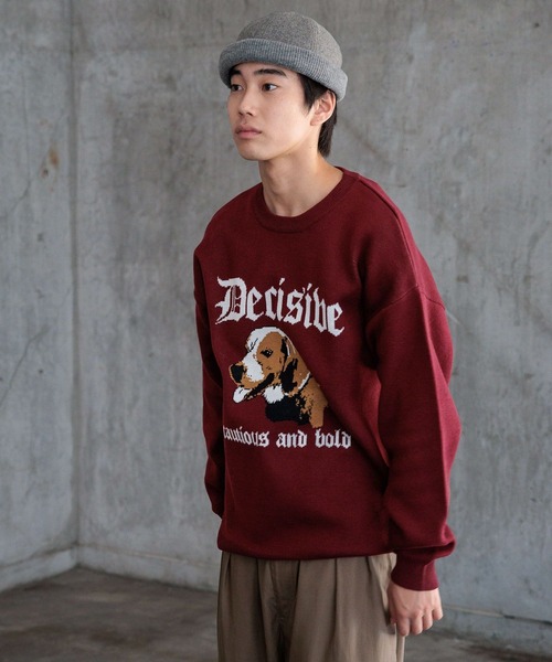 niko and...(ニコアンド)の「アニマルダブルジャカードニットプルオーバー(ニット/セーター・メンズ・ブラック/ボルドー/グリーン/アイボリー・MEDIUM/LARGE)」の13枚目の写真