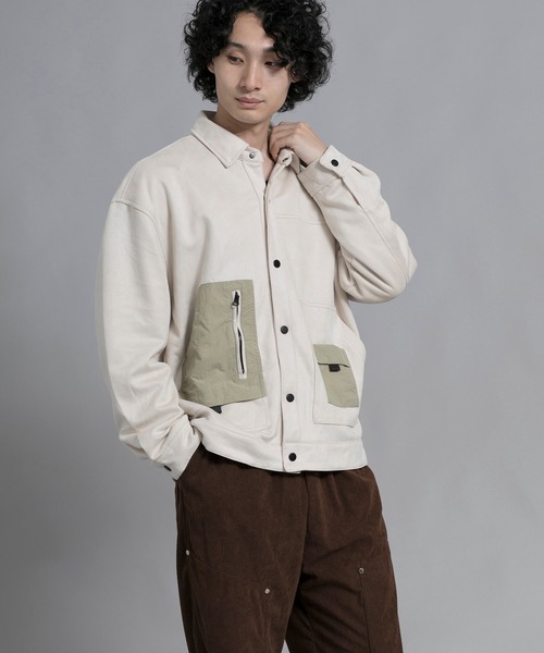 aimoha(アイモハ)の「aimoha men Vintage Pocket Patch Jacket(ブルゾン・メンズ・オフホワイト/ブラック・LARGE/XX-LARGE/XXX-LARGE/MEDIUM/X-LARGE)」の1枚目の写真