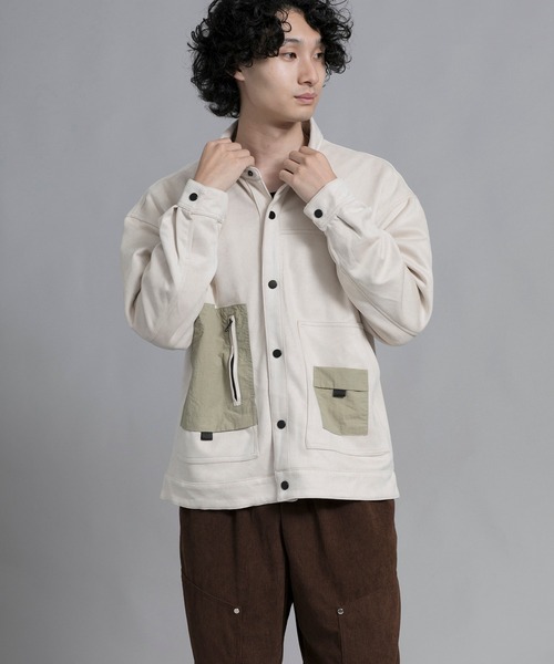 aimoha(アイモハ)の「aimoha men Vintage Pocket Patch Jacket(ブルゾン・メンズ・オフホワイト/ブラック・LARGE/XX-LARGE/XXX-LARGE/MEDIUM/X-LARGE)」の4枚目の写真