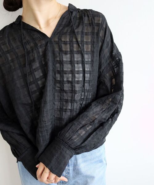 【セール】Fanaka シャドーチェックブラウス（シャツ/ブラウス）｜le.coeur blanc（ルクールブラン）