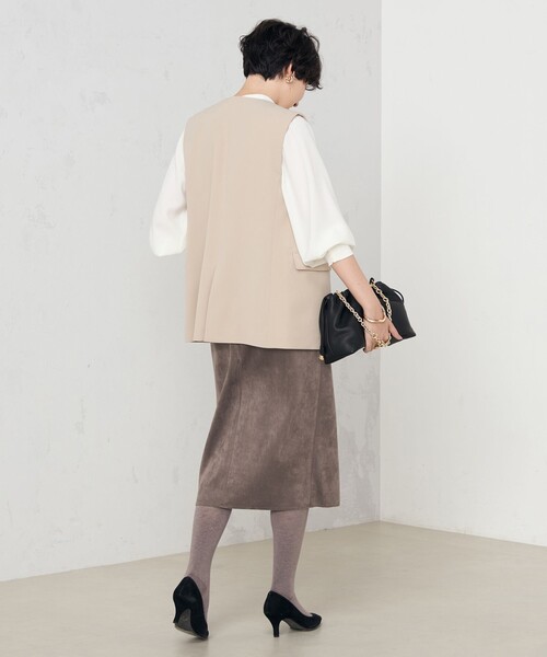 NOLLEY’S(ノーリーズ)の「《セットアップ対応》ウォッシャブルダブルクロスジレ(ベスト・レディース・ベージュ/ブラック・38)」の4枚目の写真